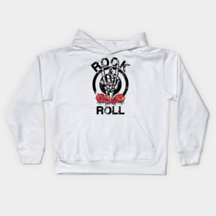 Lets Rock Rock&Roll Vintage Retro Skeleton Hand Rock Concert Kids Hoodie